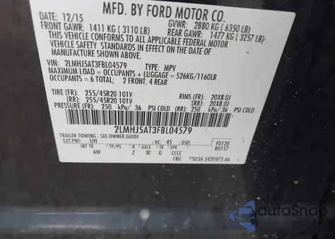 2015 Lincoln Mkt Ecoboost из США, поврежденный, VIN 2LMHJ5AT3FBL04579